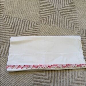 Vintage Cream Pillowcase with Pink Trim Set Of 2